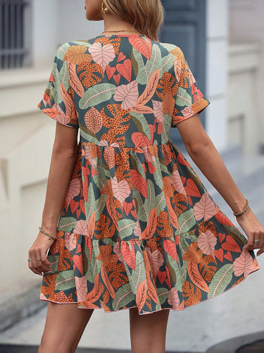 Stilla | Tropical Ruffled Short Kjole
