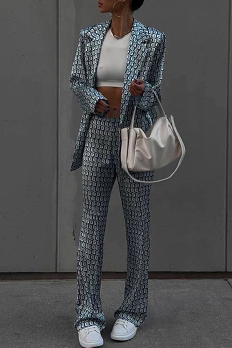 Stilla | Fritidsdragt Bestående Af To Dele Med Street Animal Print, Slå-Om Krave, Lange Ærmer, Patchwork
