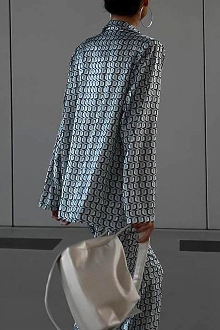 Stilla | Fritidsdragt Bestående Af To Dele Med Street Animal Print, Slå-Om Krave, Lange Ærmer, Patchwork