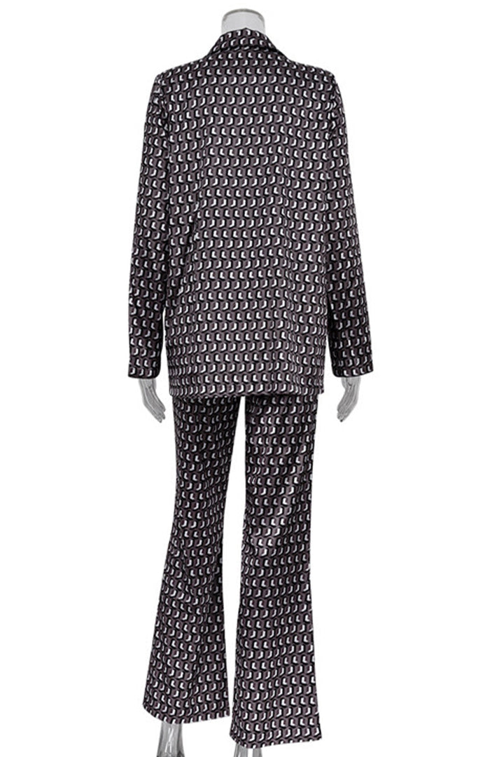 Stilla | Fritidsdragt Bestående Af To Dele Med Street Animal Print, Slå-Om Krave, Lange Ærmer, Patchwork