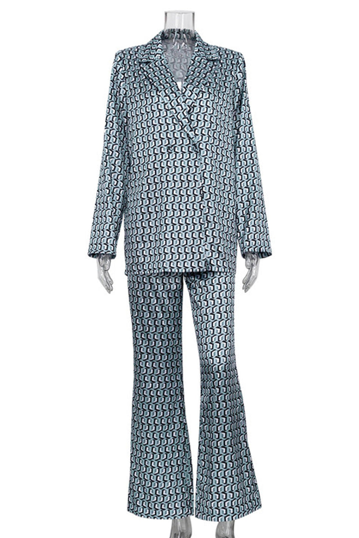 Stilla | Fritidsdragt Bestående Af To Dele Med Street Animal Print, Slå-Om Krave, Lange Ærmer, Patchwork