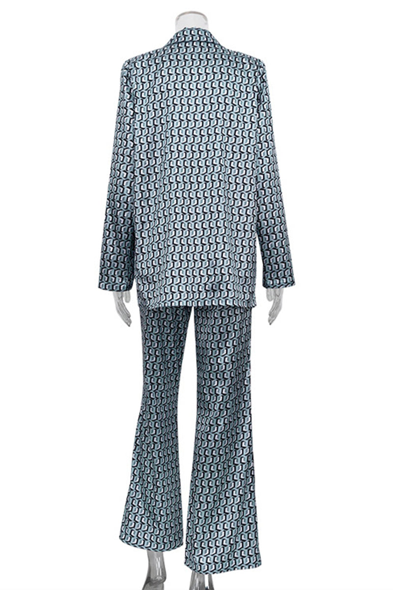 Stilla | Fritidsdragt Bestående Af To Dele Med Street Animal Print, Slå-Om Krave, Lange Ærmer, Patchwork