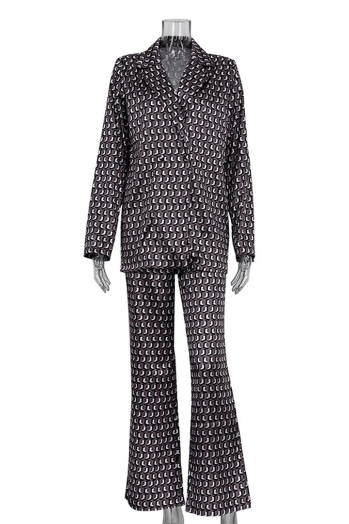 Stilla | Fritidsdragt Bestående Af To Dele Med Street Animal Print, Slå-Om Krave, Lange Ærmer, Patchwork