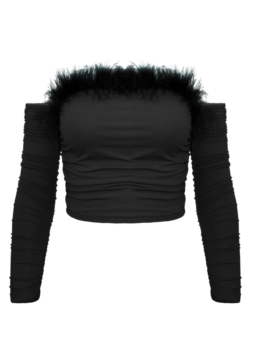 Stilla | Off Shoulder Top Med Kunstpelskant