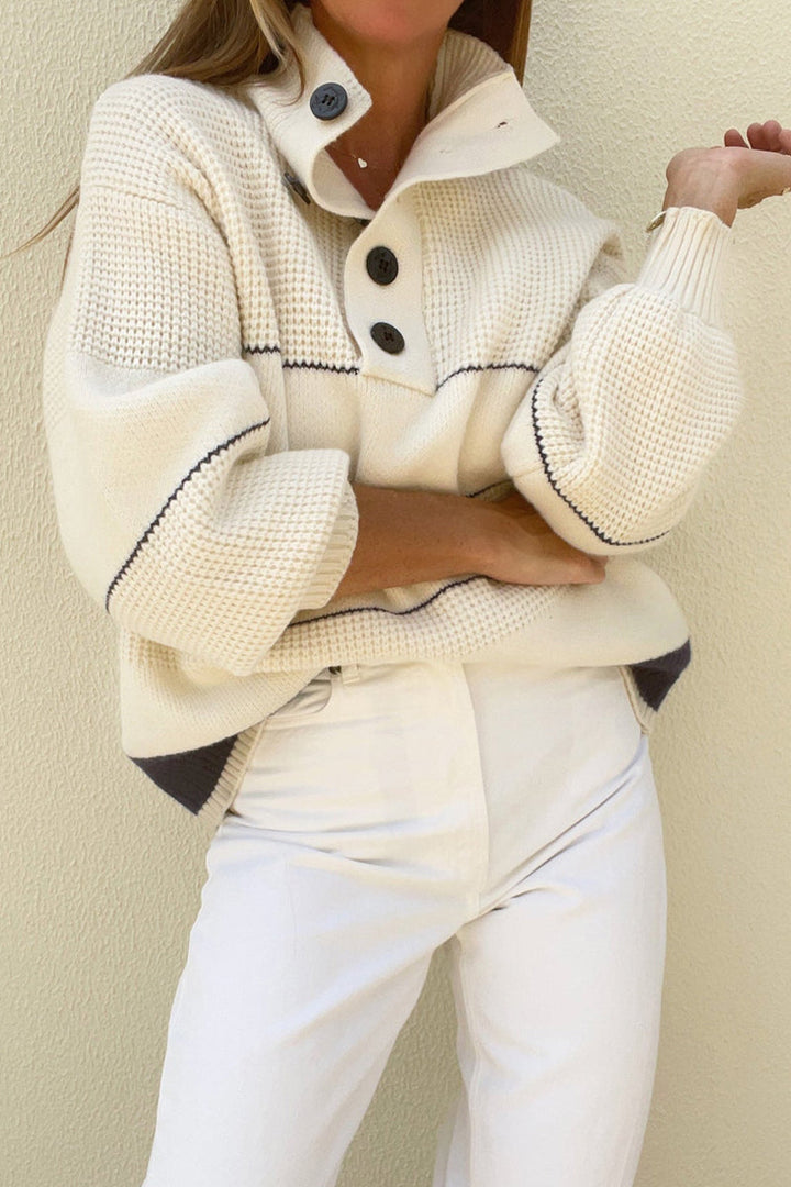 Stilla | Casual Stribet Rullekraveoberdele I Patchwork Stil