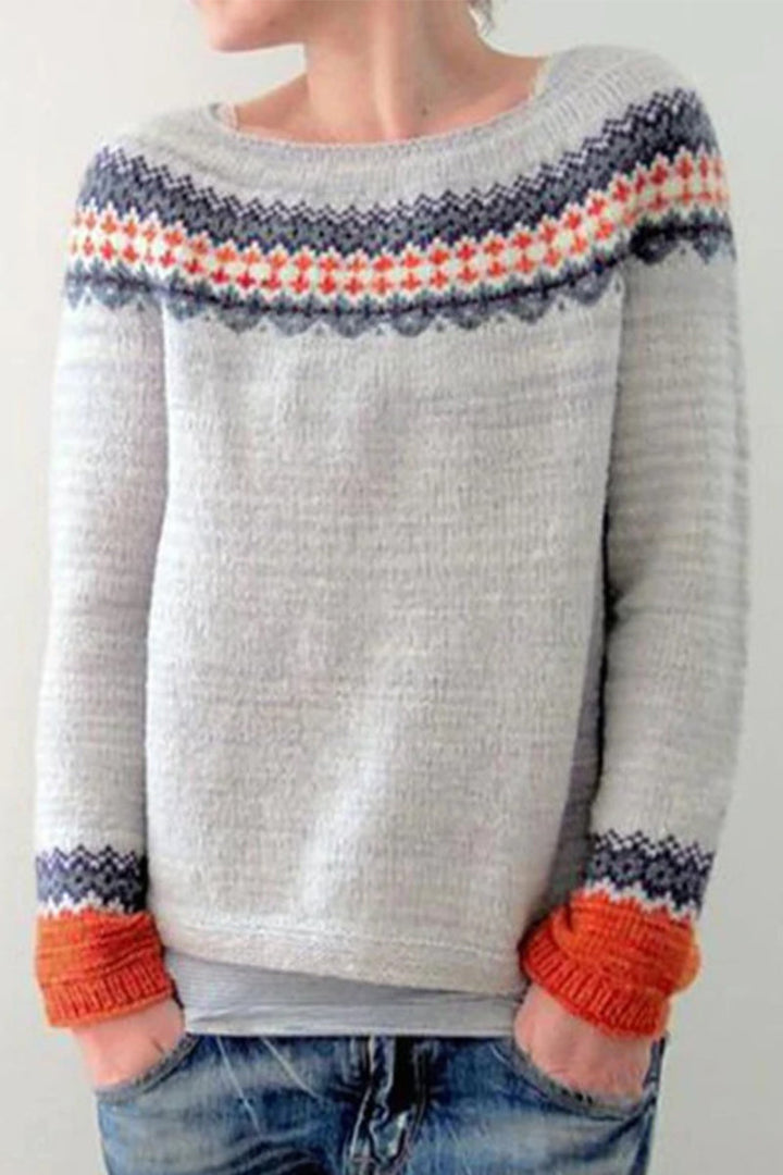 Stilla | Farveblok Sweatshirts Med Rund Hals og Kontrast