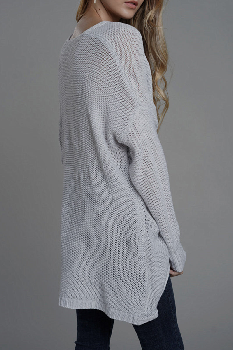 Stilla | Lækkert V-hals Pullover i ensfarvet patchwork