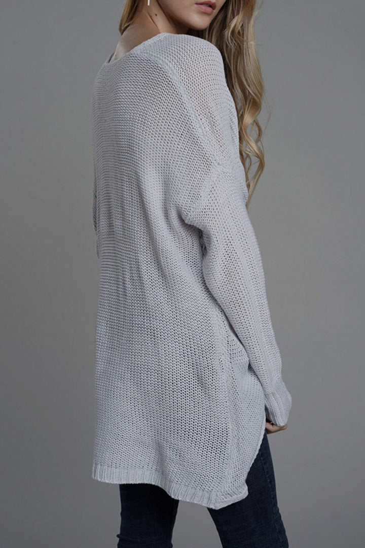 Stilla | Lækkert V-hals Pullover i ensfarvet patchwork