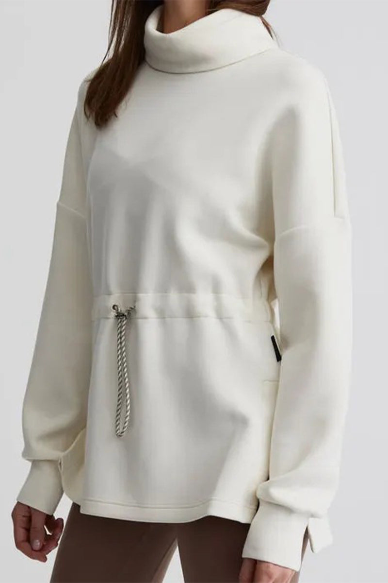 Stilla | Casual sweater med en ensfarvet høj hals og snøre
