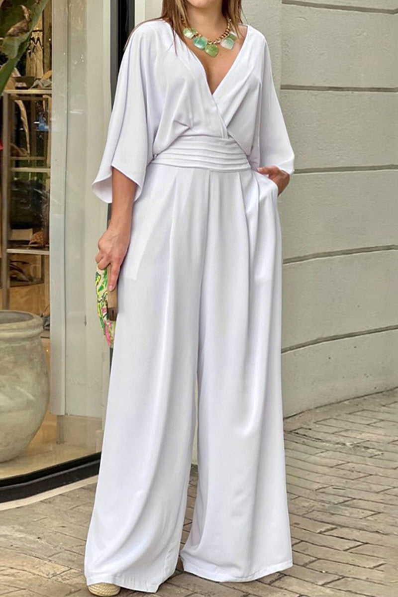 Stilla | Elegant, Casual Overall Med Ensfarvet V-udskæring