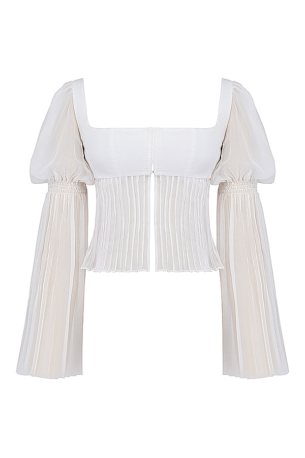 Stilla | Hvid Plisseret Top