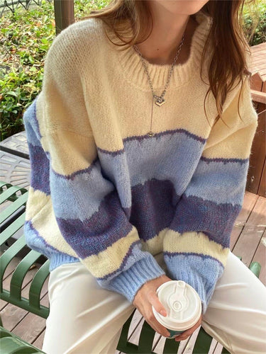 Stilla | Stribet Sweatshirt med Rundhals