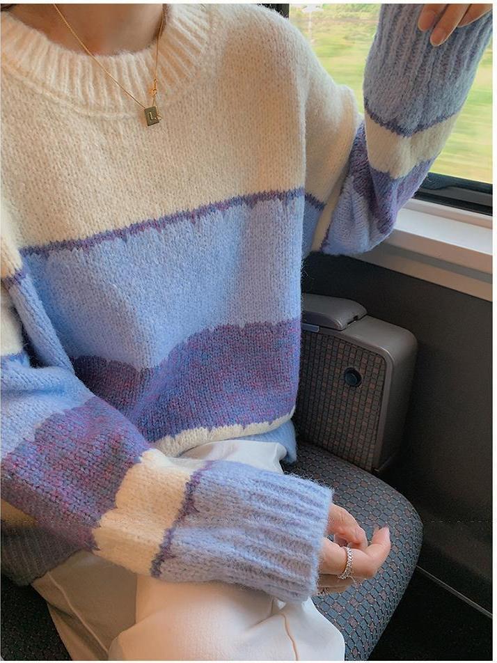 Stilla | Stribet Sweatshirt med Rundhals
