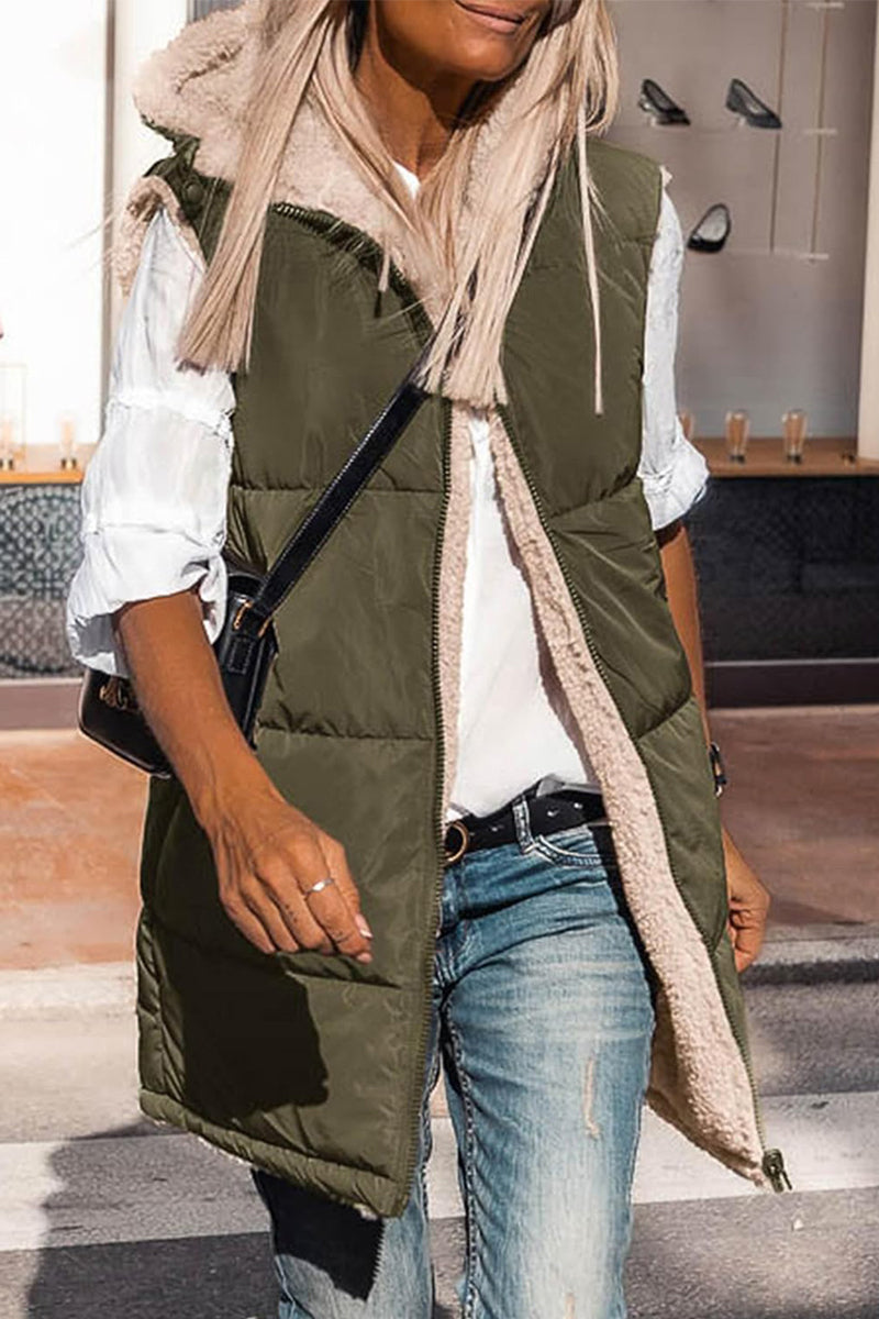Stilla | Casual Ensfarvet Patchwork Overdele Med Hætte