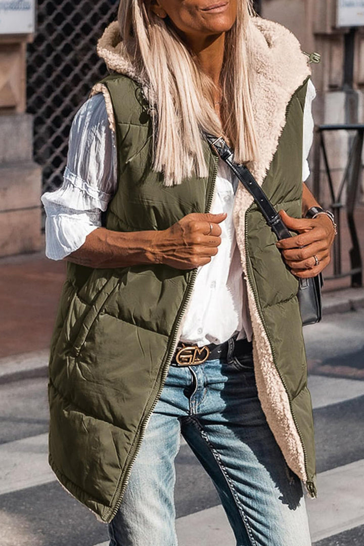 Stilla | Casual Ensfarvet Patchwork Overdele Med Hætte