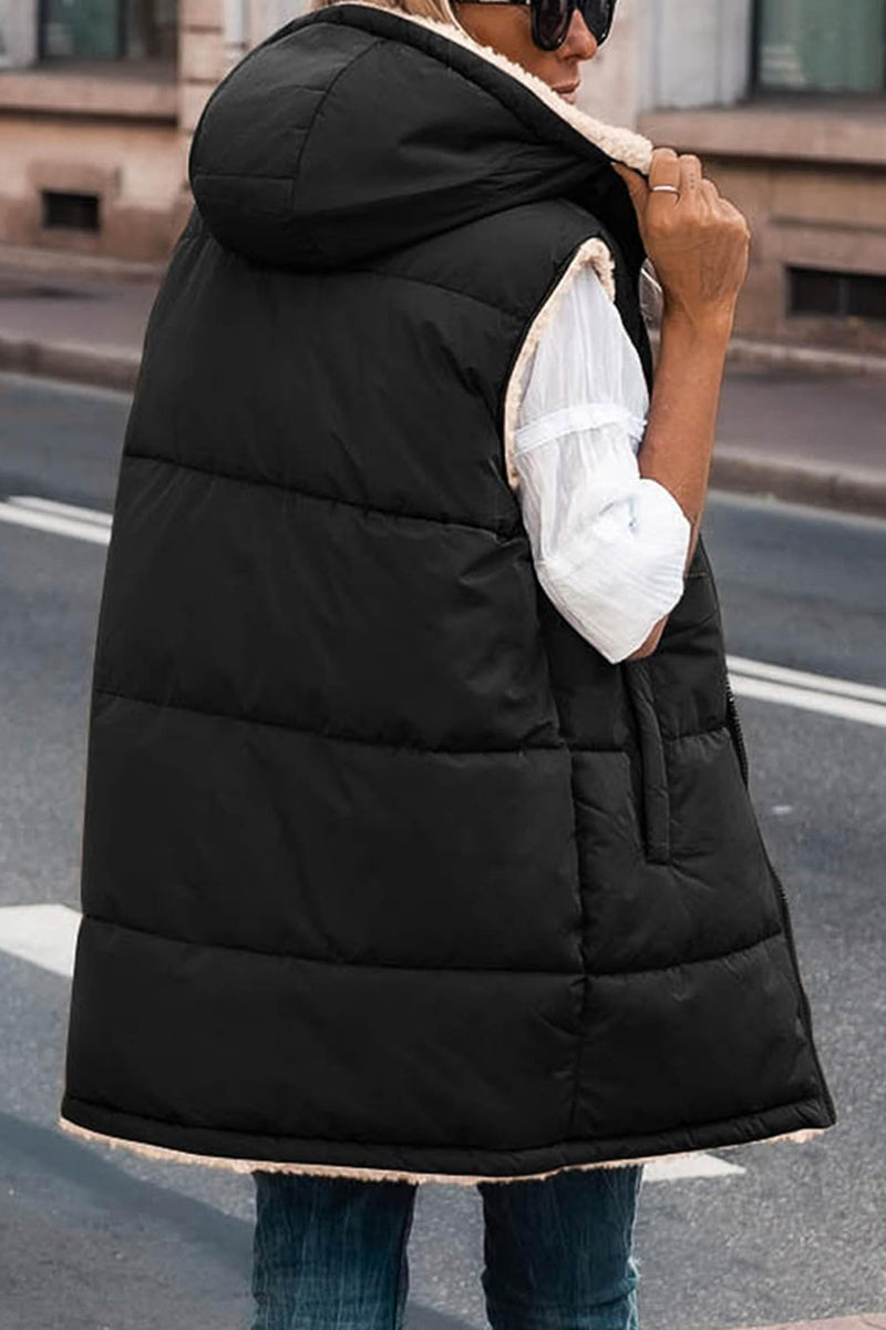 Stilla | Casual Ensfarvet Patchwork Overdele Med Hætte