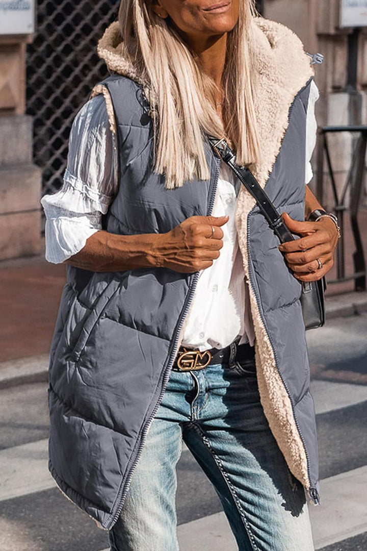 Stilla | Casual Ensfarvet Patchwork Overdele Med Hætte