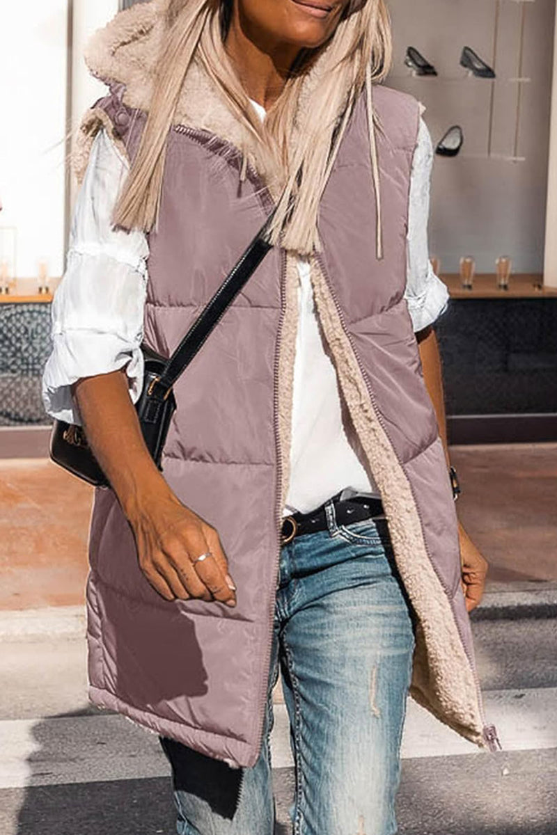 Stilla | Casual Ensfarvet Patchwork Overdele Med Hætte