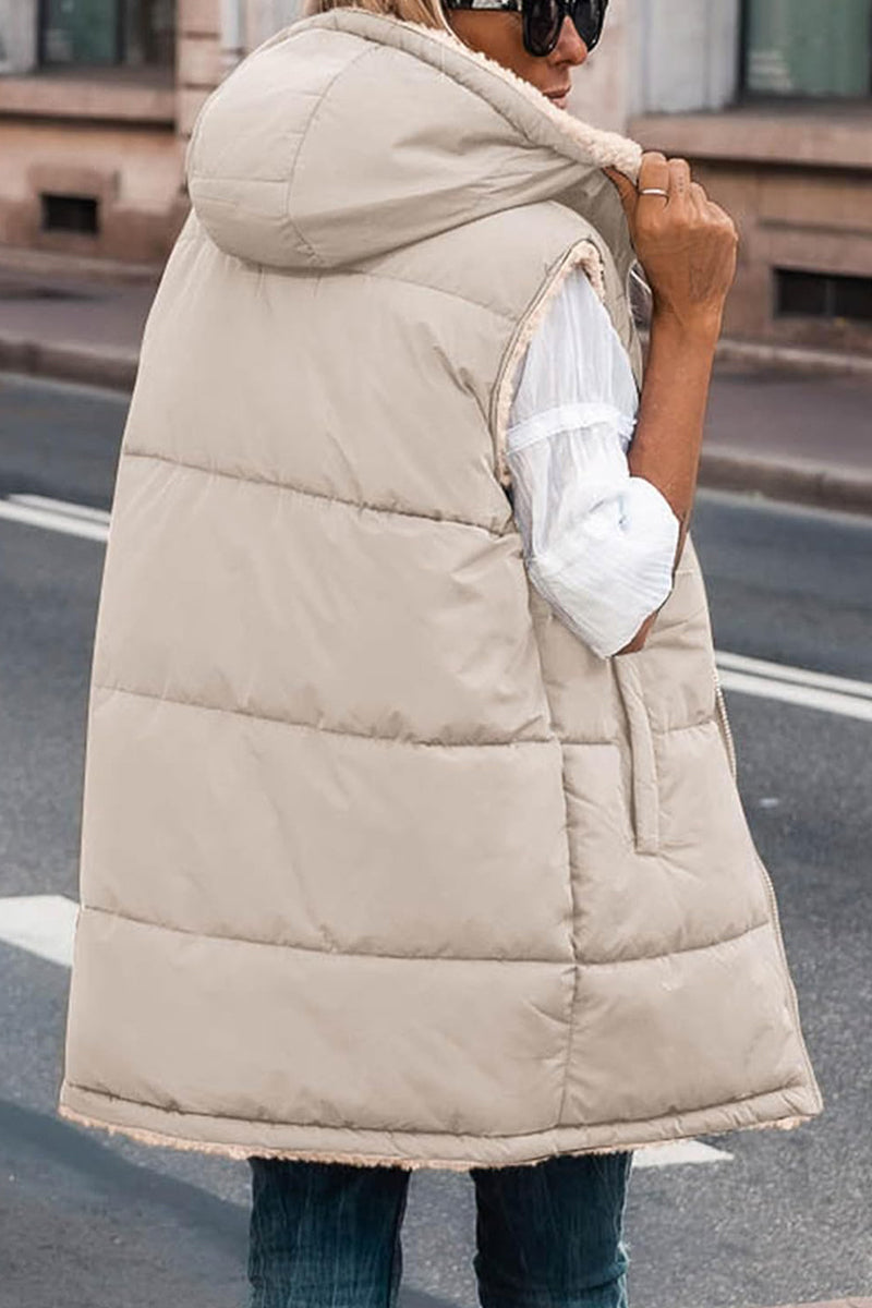 Stilla | Casual Ensfarvet Patchwork Overdele Med Hætte