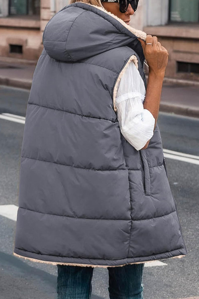 Stilla | Casual Ensfarvet Patchwork Overdele Med Hætte