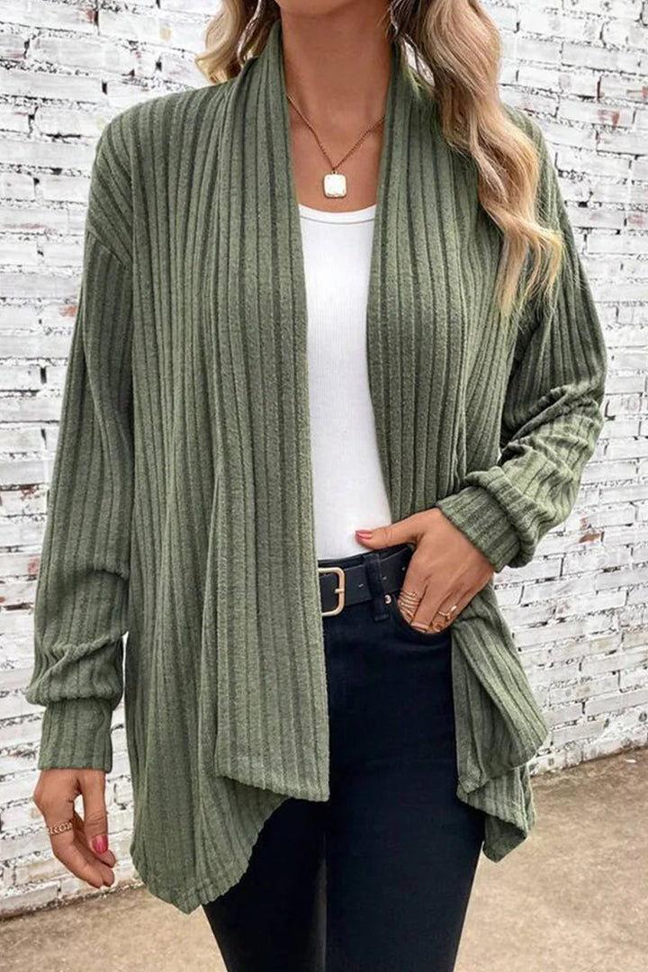 Stilla | Ensfarvet Løs Udendørs Beklædning Med Asymmetrisk Cardigan Krave