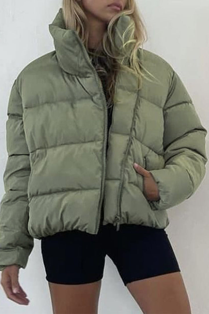 Stilla | Sweater med rullekrave i patchwork, enkel og afslappet, ensfarvet, outdoor tøj med lomme