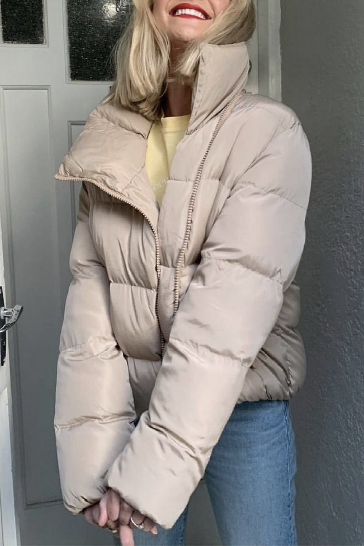 Stilla | Sweater med rullekrave i patchwork, enkel og afslappet, ensfarvet, outdoor tøj med lomme