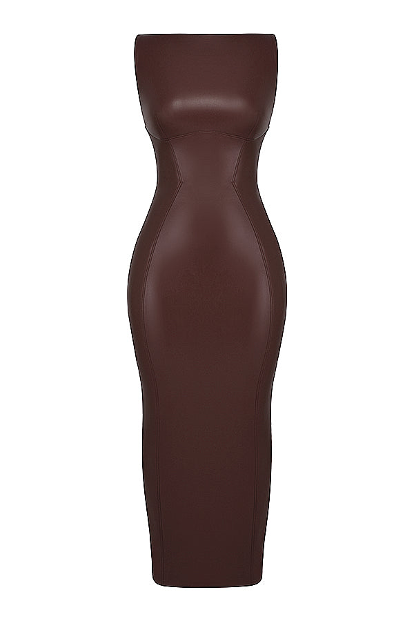 Stilla | Sort Vegansk Læder Maxi Kjole