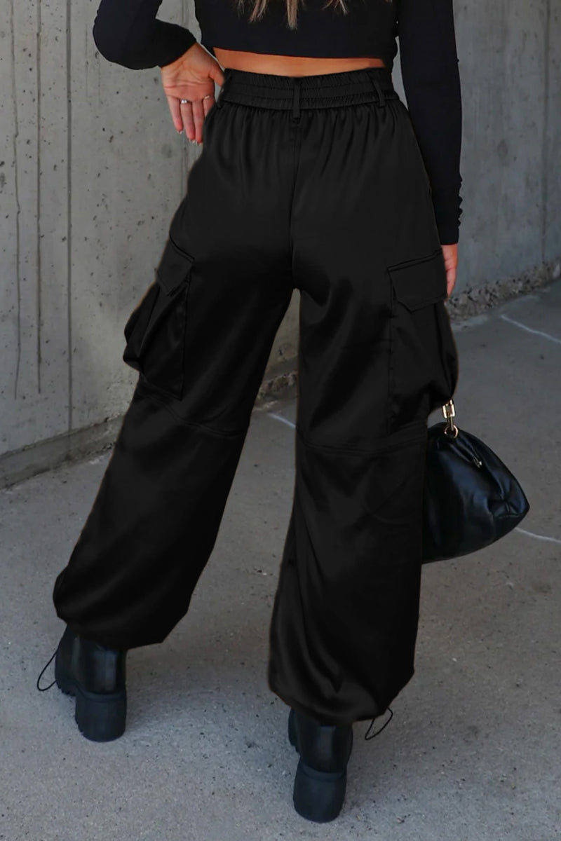 Stilla | Ensfarvet Joggpant Med Snøre og Ensfarvet Høj Talje Bred Ben Pant
