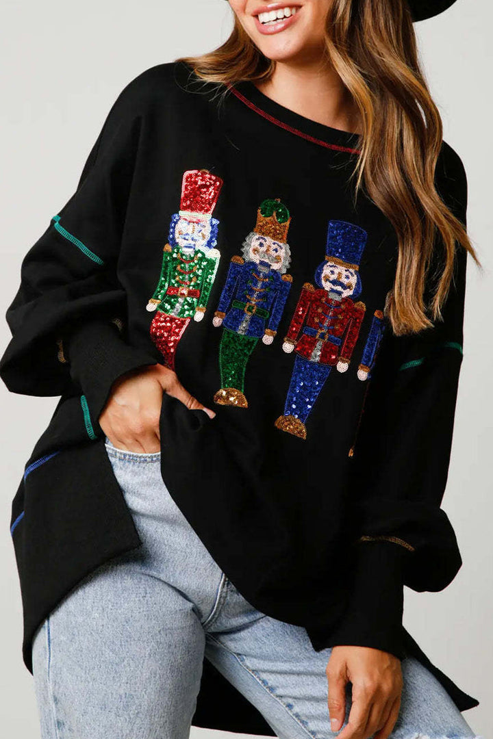Stilla | Ensfarvet Rundhalset Glitter Fritidsbluser