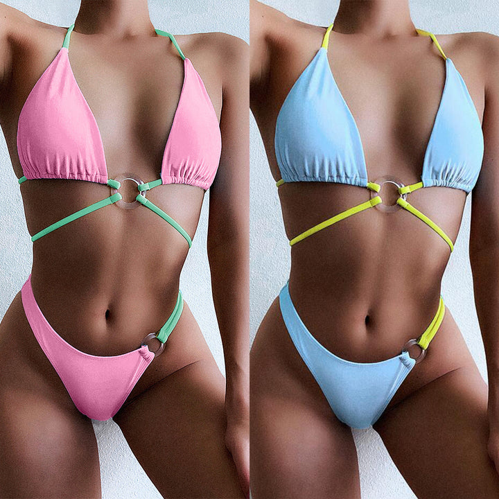Dame triangelbikini med justerbart snøre-design og elegante ringdetaljer Stilla