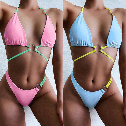 Dame triangelbikini med justerbart snøre-design og elegante ringdetaljer Stilla