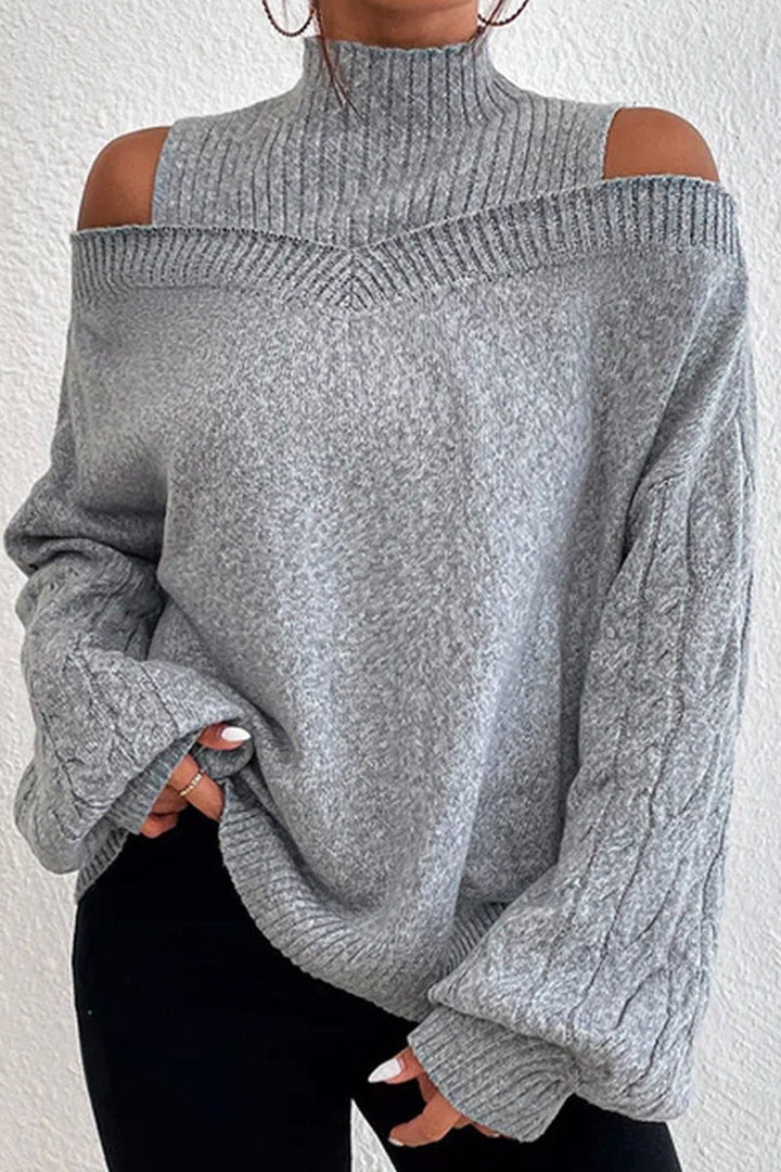 Stilla | Lækkert rullekravepullover med patchwork, ensfarvet, hullet