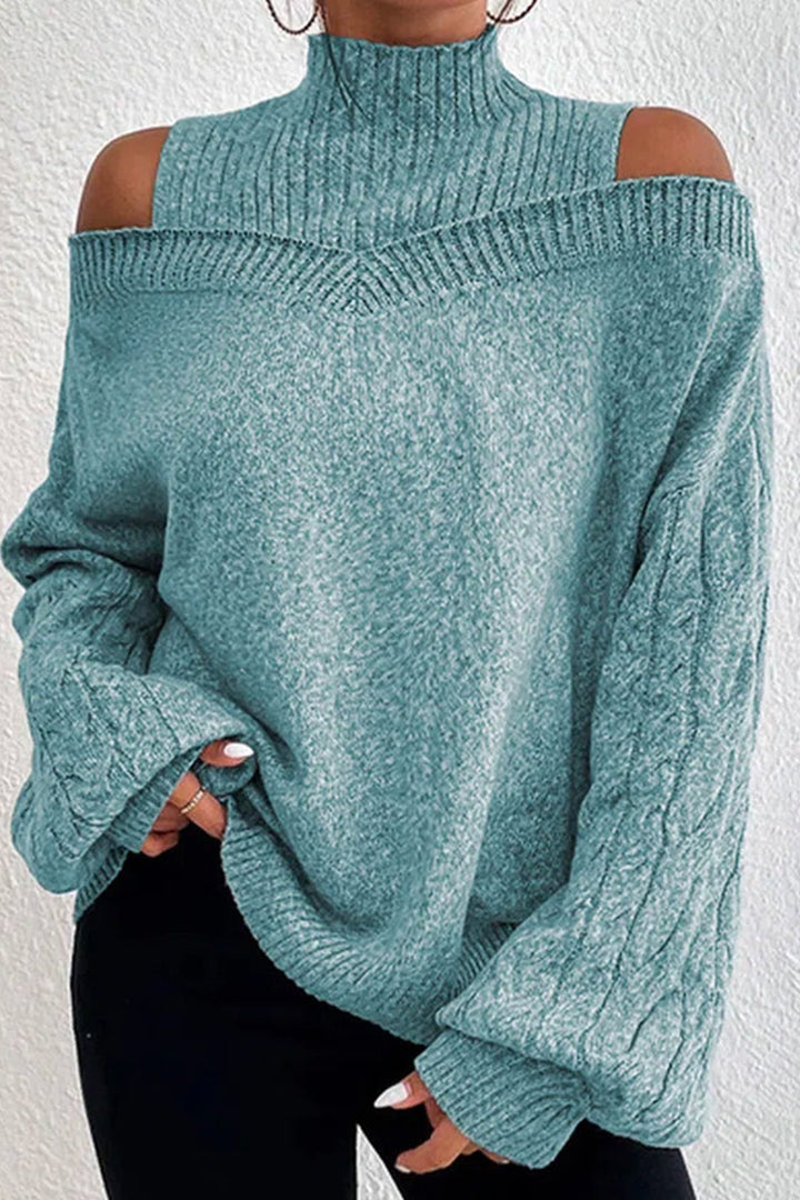 Stilla | Lækkert rullekravepullover med patchwork, ensfarvet, hullet