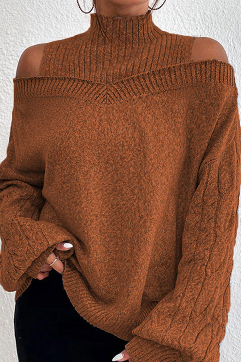 Stilla | Lækkert rullekravepullover med patchwork, ensfarvet, hullet