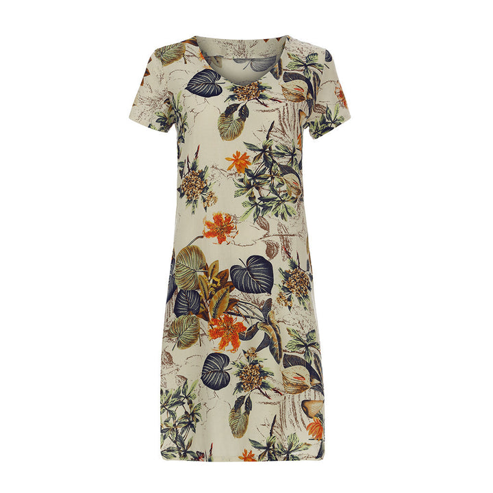 Dame Floral Print V-Hals Midi Kjole Stilla