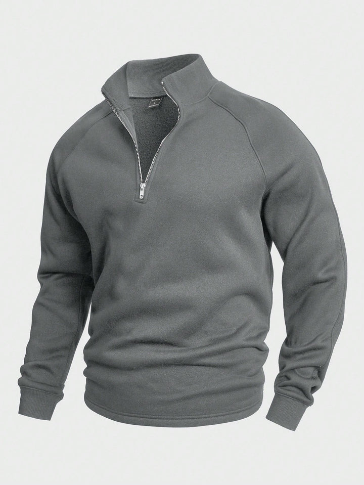 Stilla | Læderpullover med halvside lynlås