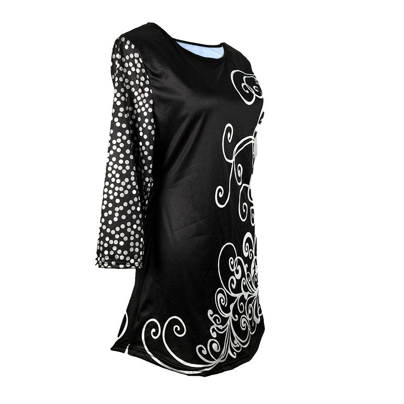 Stilla | Trendy Print Mellemlangt Ærme Rund Hals T-shirt