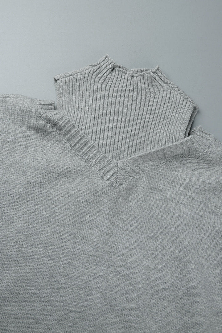 Stilla | Lækkert rullekravepullover med patchwork, ensfarvet, hullet