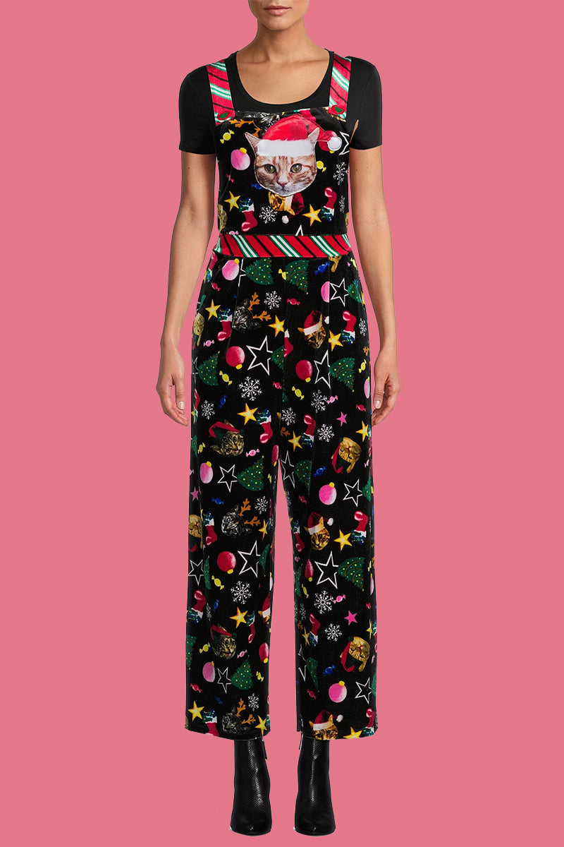 Stilla | Casual Wapiti Snefnug Juletræ Mønstrede Patchwork Square Krave Løse Overalls