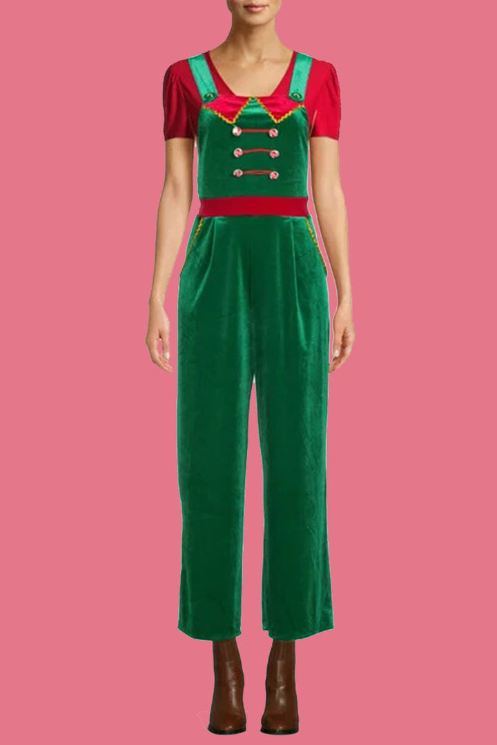 Stilla | Casual Wapiti Snefnug Juletræ Mønstrede Patchwork Square Krave Løse Overalls