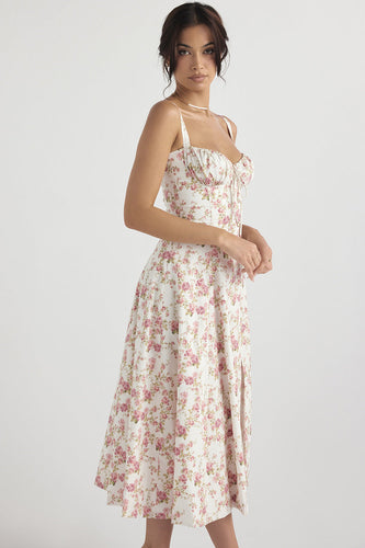 Stilla | Vintage Bodycon Kjole Med Blomster Mønster Og Talje