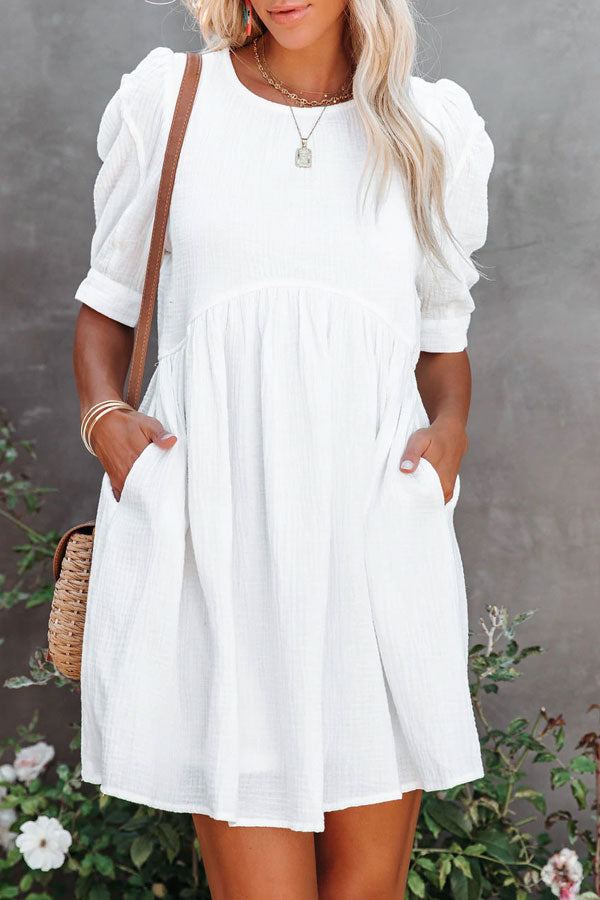 Stilla | Amber Cotton Pocketed Puff Sleeve Kjole