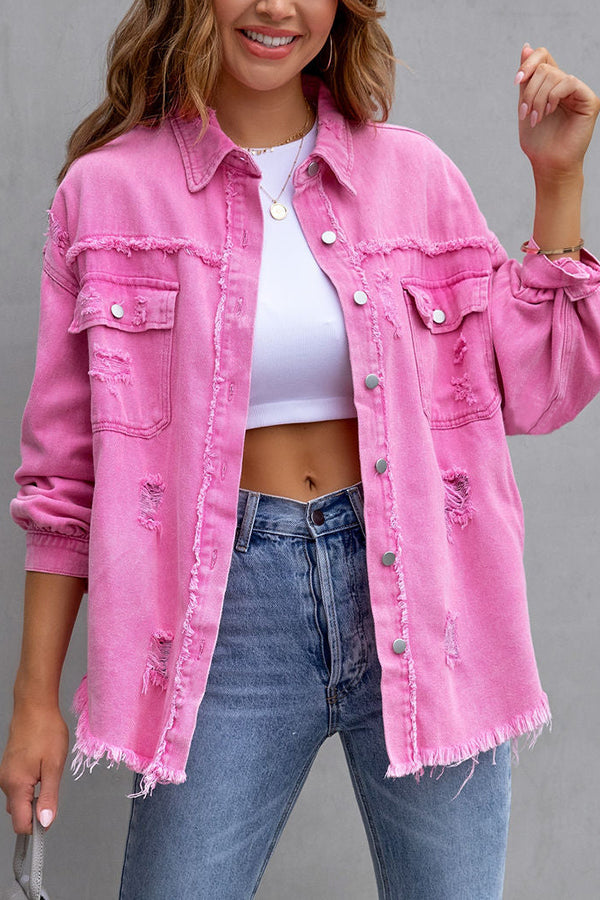 Stilla | Thinking Out Loud Lommer Frayed Denim Shacket