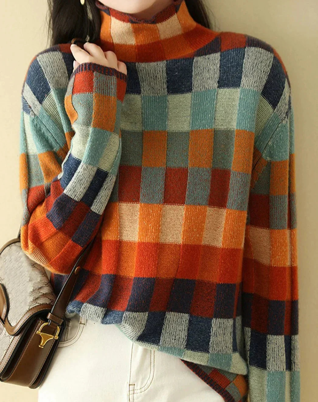 Stilla | Pullover med retro ternet mønster