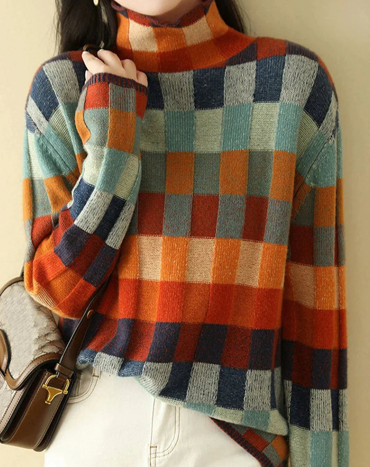Stilla | Pullover med retro ternet mønster