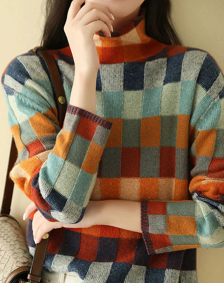 Stilla | Pullover med retro ternet mønster