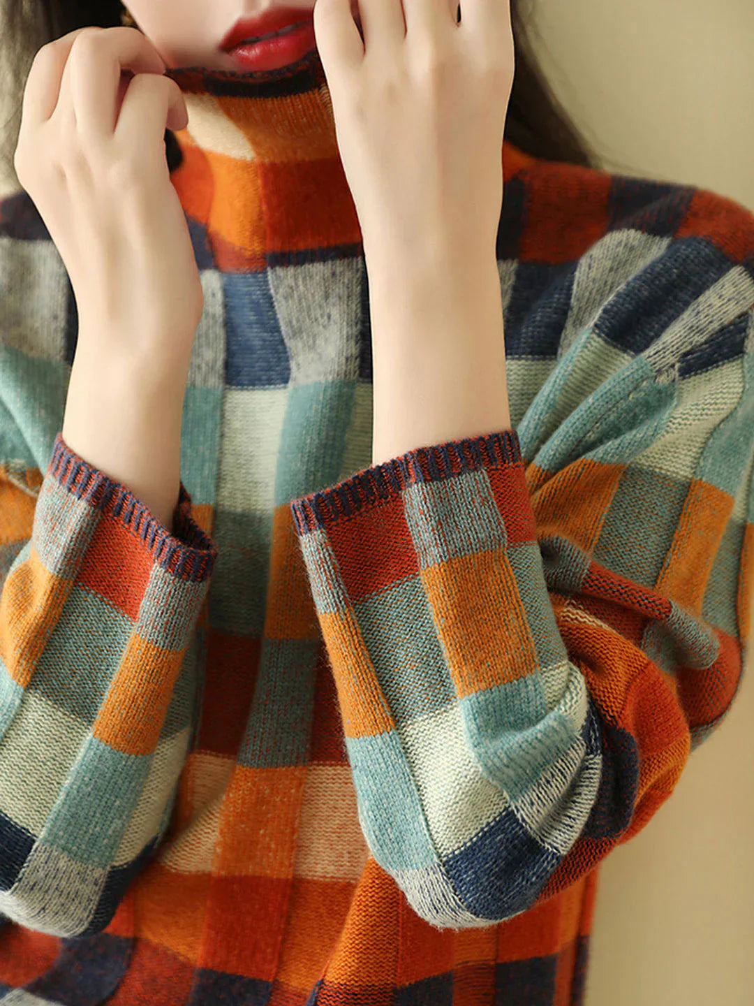 Stilla | Pullover med retro ternet mønster