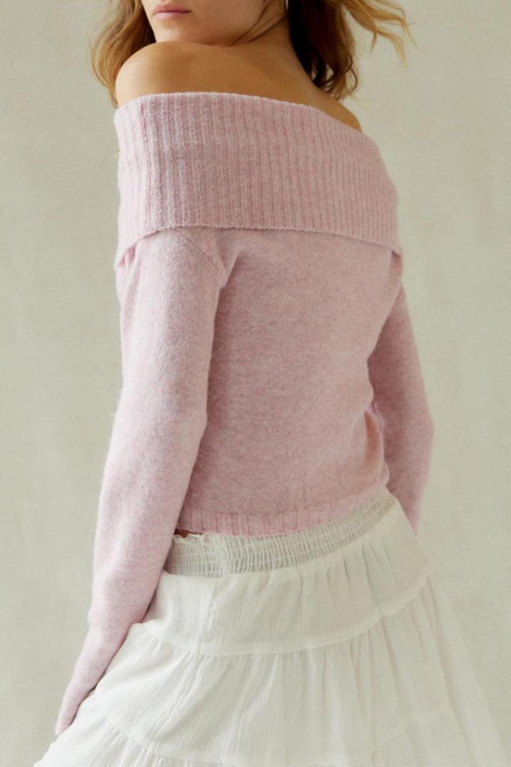 Stilla | Sexy Pullover, Ensfarvet, Med Skulderfri Form