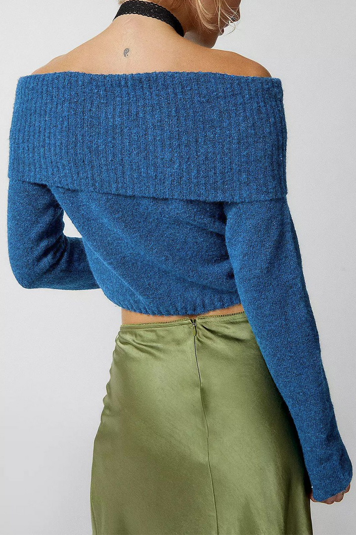 Stilla | Sexy Pullover, Ensfarvet, Med Skulderfri Form
